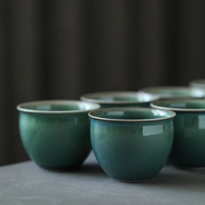 ★Morning Mist Ceramic Longquan Celadon Ceramic Tea Set Kung Fu Tea Ceremony Tea Cup Big Tea Bowl Brother Kiln Pink Green Tea Cup