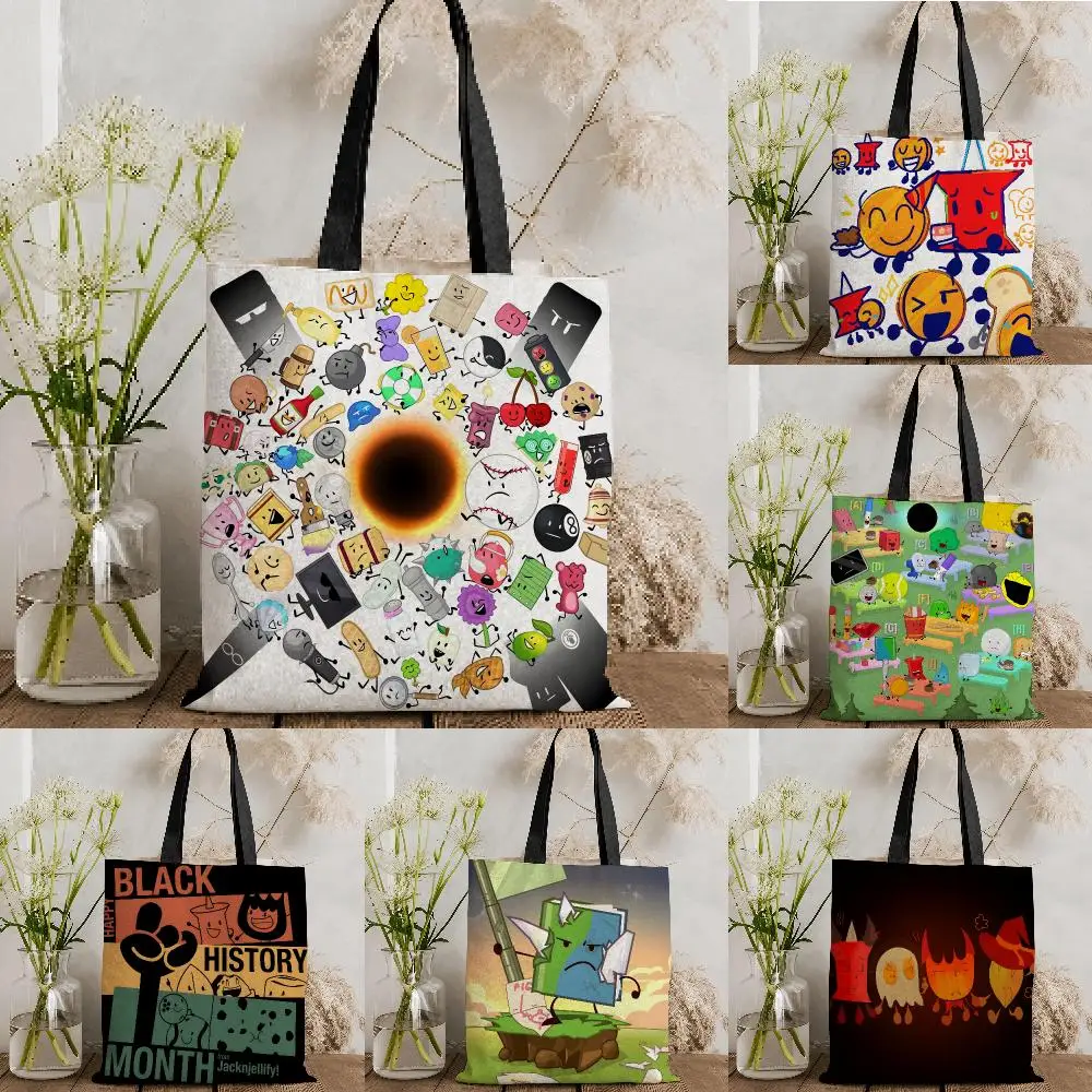 B-Battle for Dream Island Game BFDI Storage Bags Reusable Large Capacity Shopping Bag for Daily Use Grocery Travel & Work