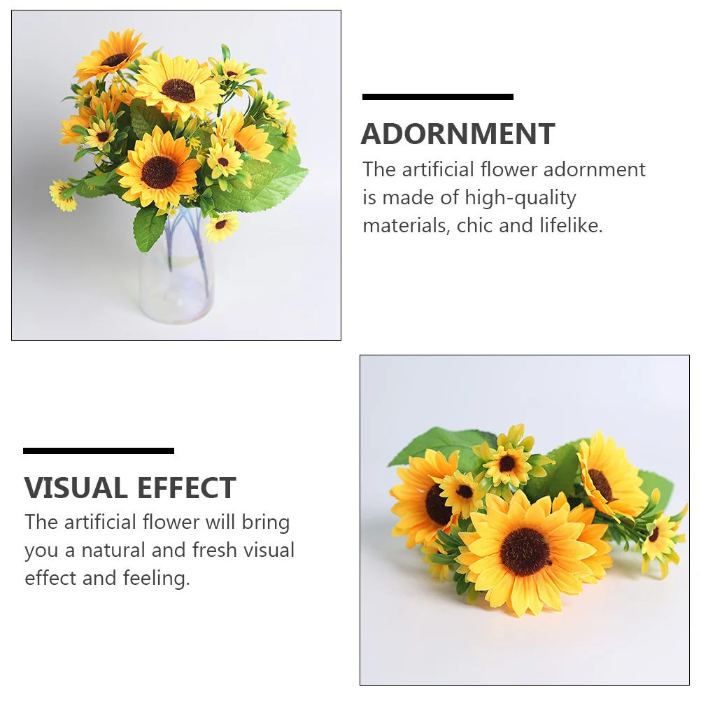

1Pcs Realistic Sunflower Bouquet Artificial Flower Decor for Table Setting Simulation Flower Arrangement Supplies