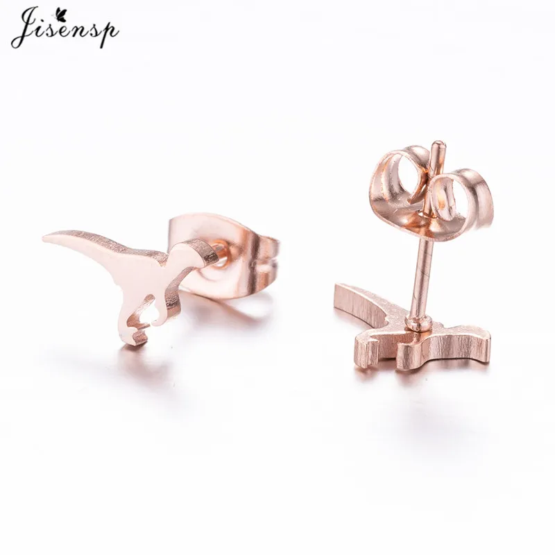 Korean Style Star Moon Ear Studs for Girls Minimalist Cat Puzzle Leaf Dinosaur Earrings Black Stainless Steel Jewelry Oorbellen