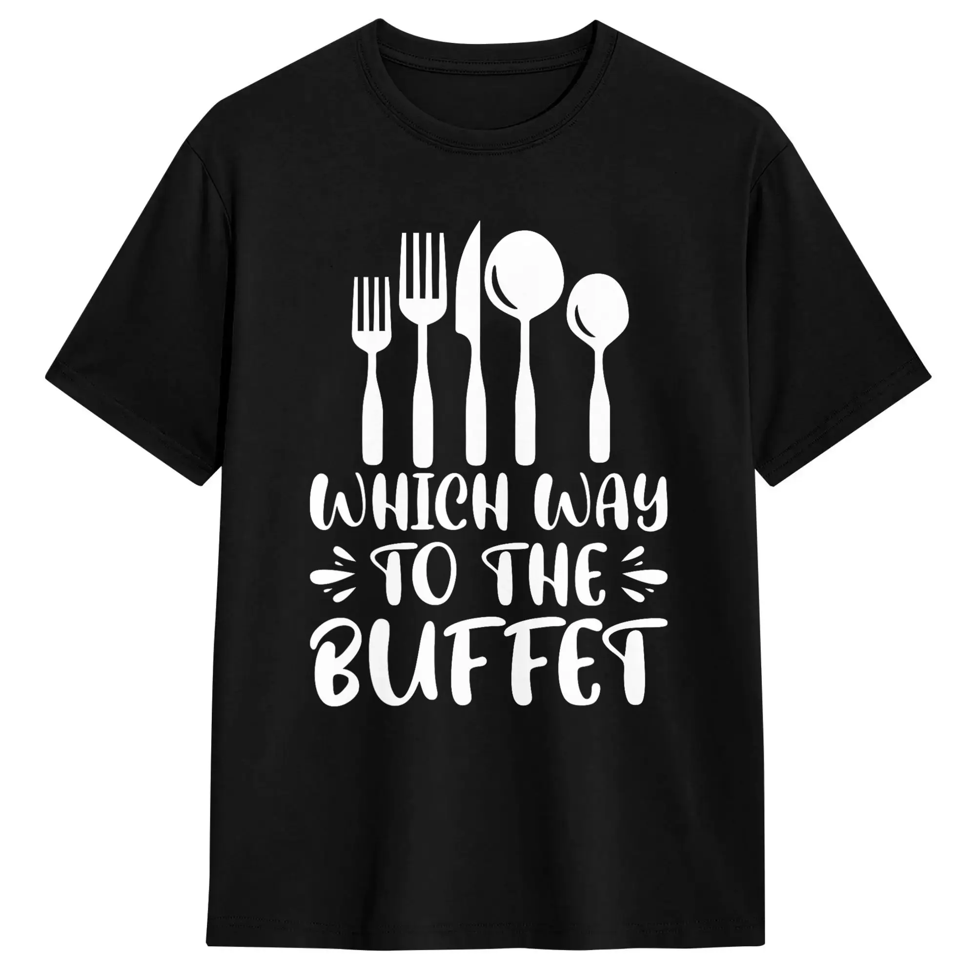 Which Way To The Buffet T Shirt  Trending T-Shirts Short-Sleeved Y2K Casual Tops Summer Cotton Plus Size 5XL Tees