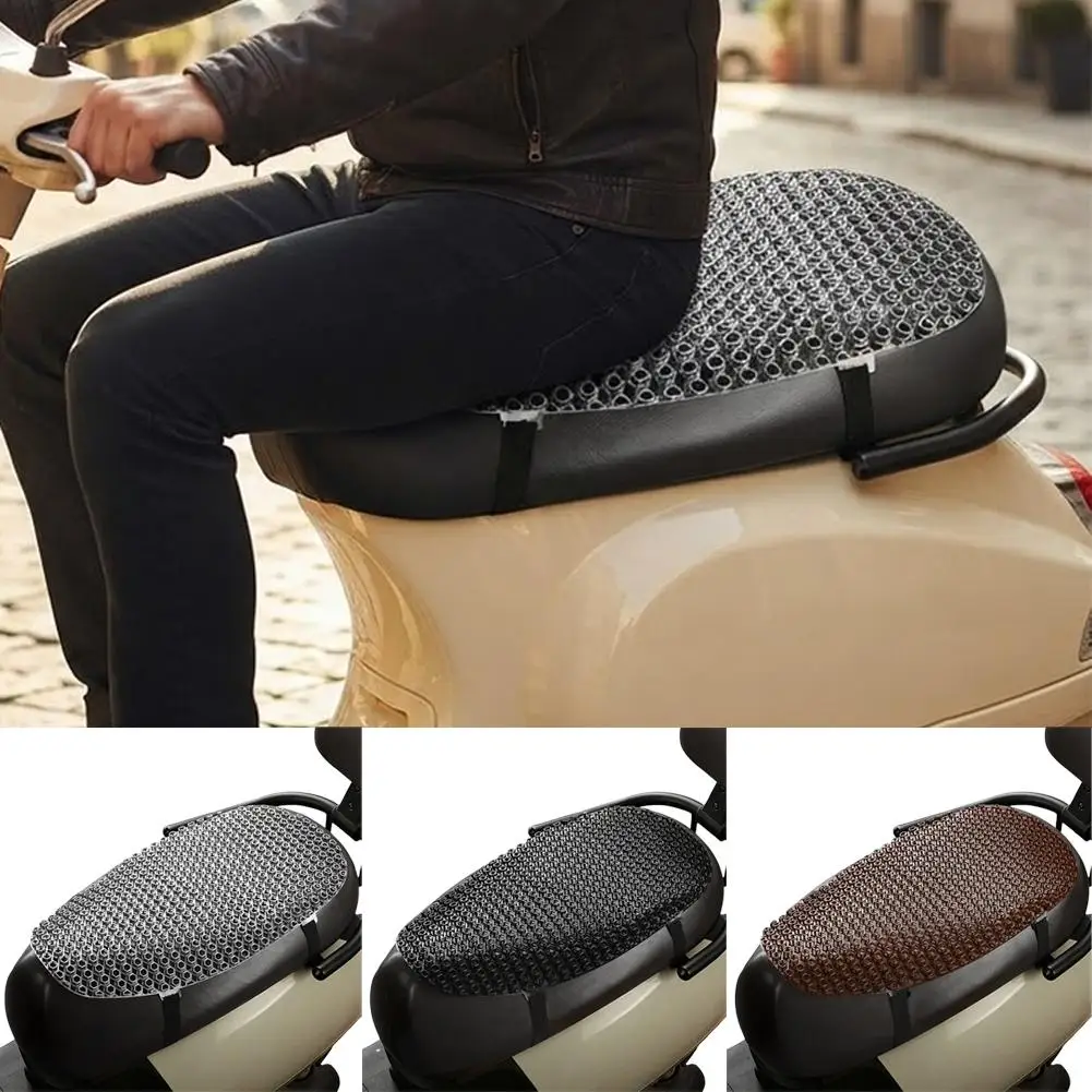 Summer Cool Motocycle Seat Cover Breathable Scooter Seat Covers Cushion with Two Straps for Motorcycle Seat Protection