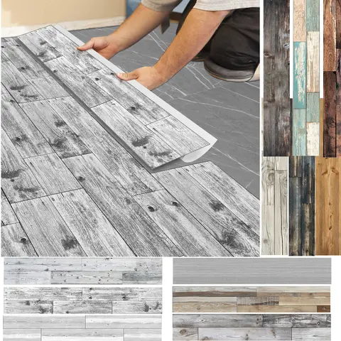 1 Thick Imitation Wood Grain Floor Sticker, Peel&Stick Wall Sticker For Bathroom Kitchen Renovation Wallpaper Home Decoration