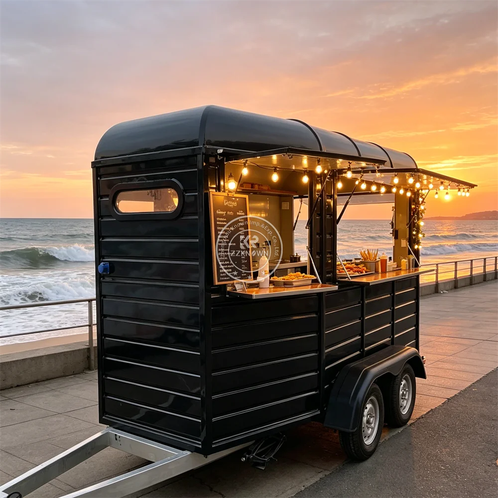 

Outdoor Street Mobile Fast Food Cart Snack Beverage Trailer Ice Cream Cart Food Truck Trailer With Full Kitchen Equipments