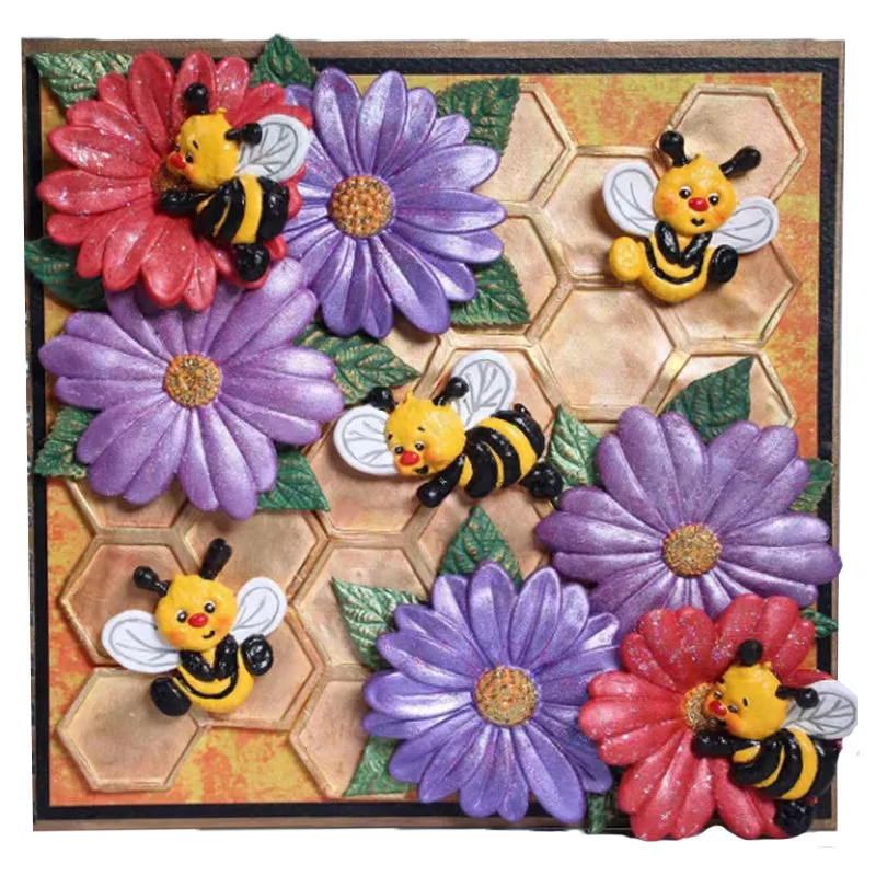 4 hardworking bees silicone molds DIY Cake Baking Tool Kids Cupcake Decorator Fondant Dessert Chocolate Mold
