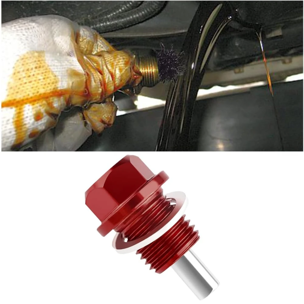 

M14×1.5 Magnetic Oil Drain Plug Aluminum Oil Drain Nut Bolt Change Kit with Crush Washer Gaskets Compatible with Most Ford