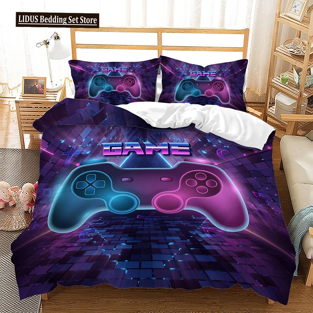 

Gamepad Duvet Cover Set 3D Print With Button Video Game King Queen Full Size Comforter Cover For Kids Teen Polyester Bedding Set