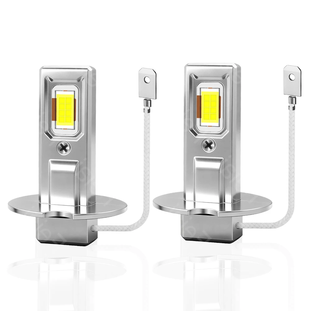 Lâmpada LED H3 Amarela de Alta Potência para Faróis de Neblina Automotivos, Luz de Neblina 6000K 3000K 12V Mini Plug and Play Sem Canbus