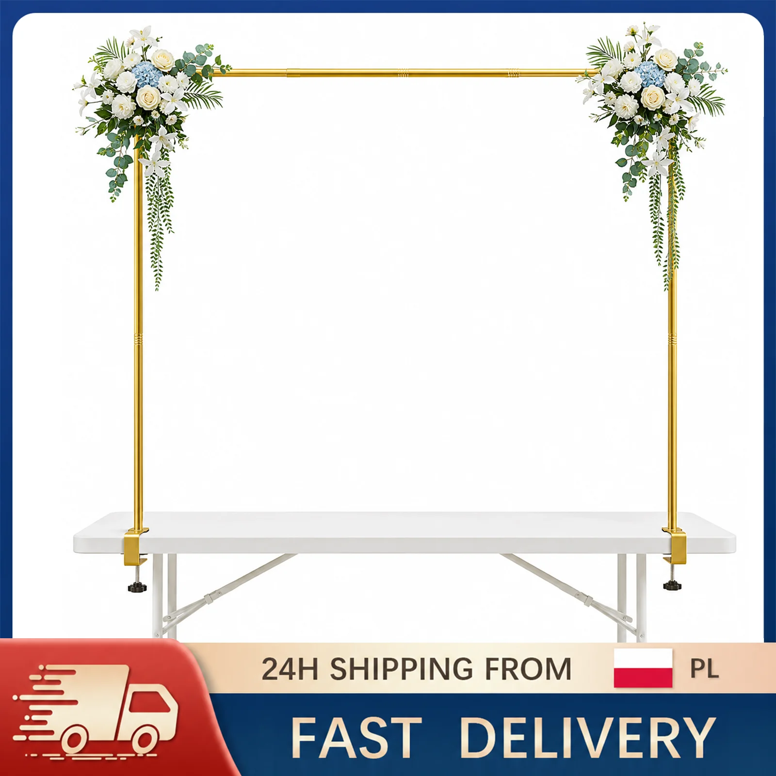 Support de barre de table extensible avec pinces, arche de table en métal doré pour décoration de ballons et de fleurs pour mariages, anniversaires, fêtes de Noël
