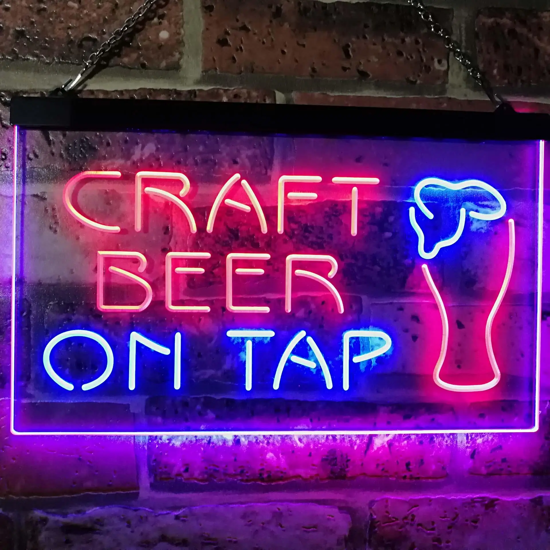

CRAFT BEER ON TAP. Beer Glass Dual Color Led Neon Sign st6-i2507