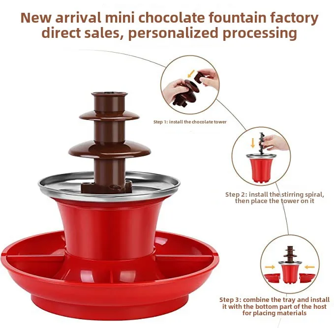 آلة نافورة الشوكولاتة ثلاثية الطبقات، برج الصهر، آلة الحمم البرشالية، آلة شلال الشوكولاتة القابلة للإزالة بمعايير الولايات المتحدة
