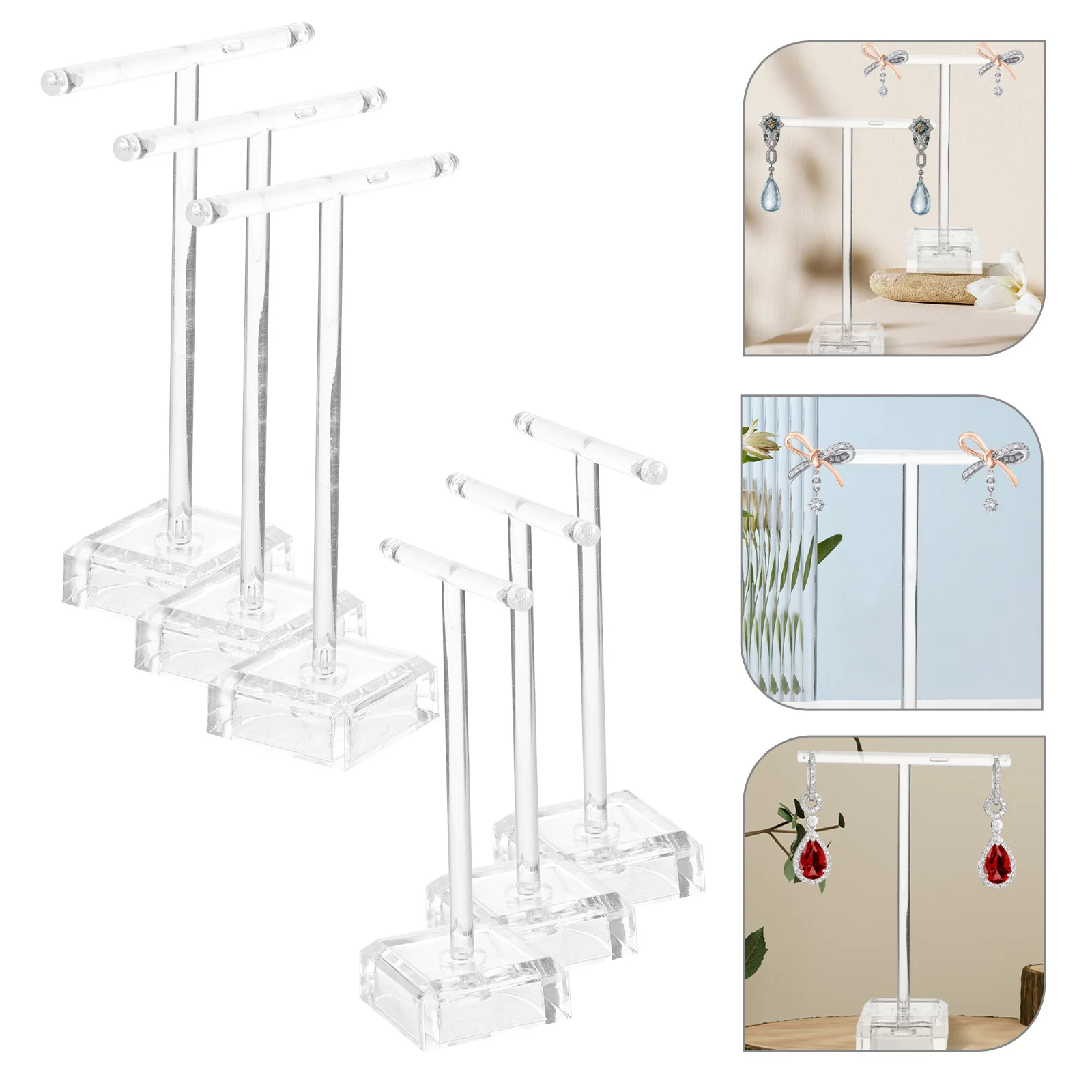 

6pcs Acrylic Earrings Display Stands Countertop Earring Holder For Dangle Drop Earrings Storage Organizer Jewelry Display Rack