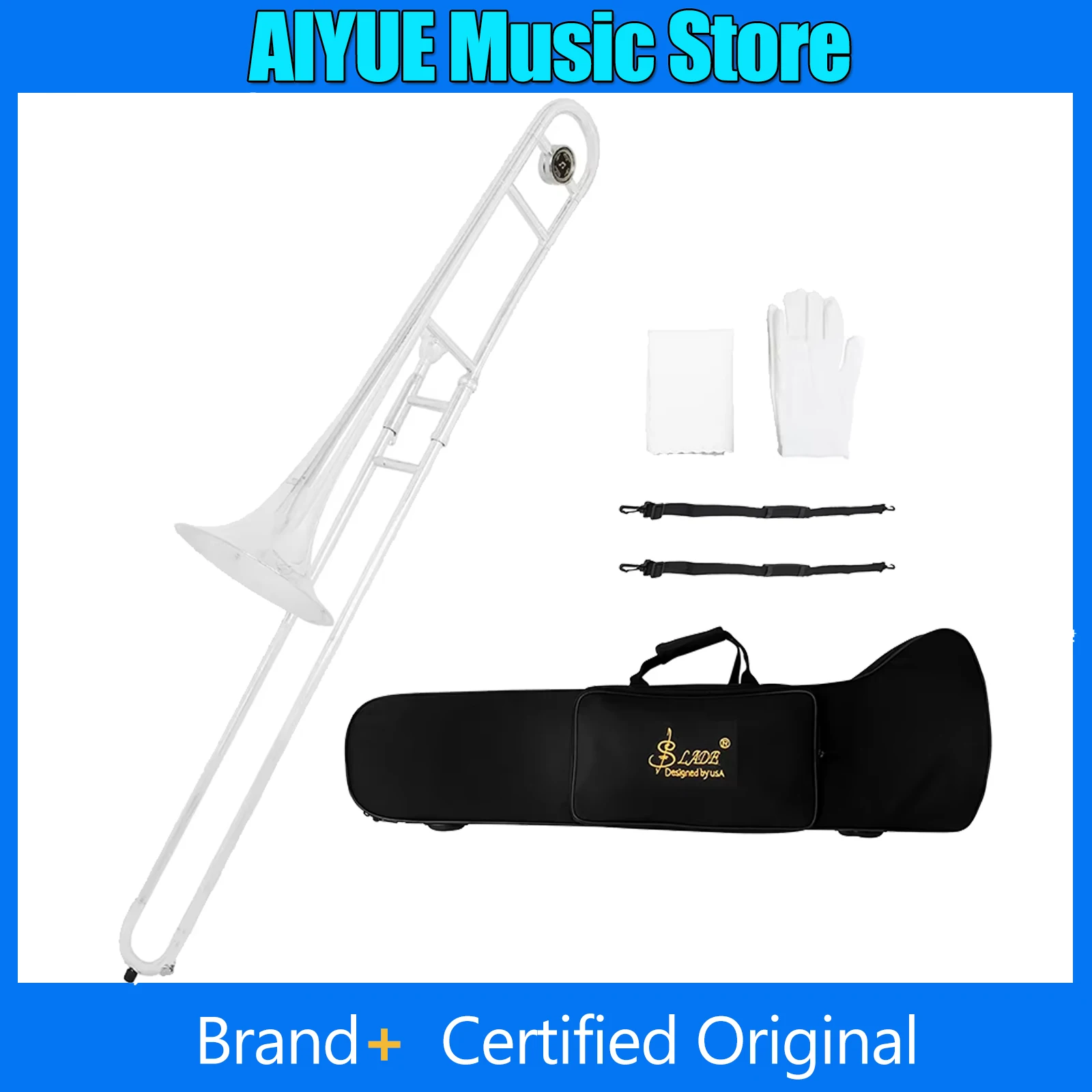 

Тромбон альтовый SLADE Bb, латунный, для начинающих, с чехлом, перчатками, мундштуком, салфеткой для чистки и ремнем для переноски