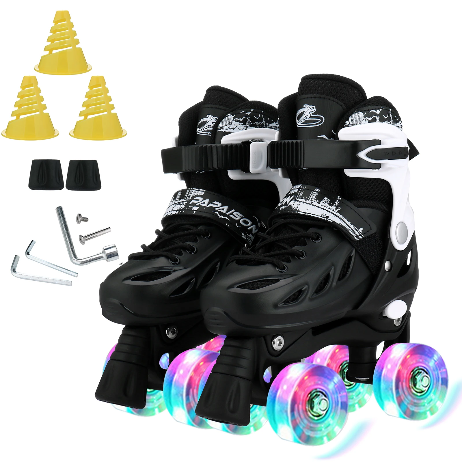 

Kids Adjustable Roller Skate Shoes Child Adult Flashing Double-Row 4 Wheels Skates Boys Girls Beginners Outdoor Skating Sneakers