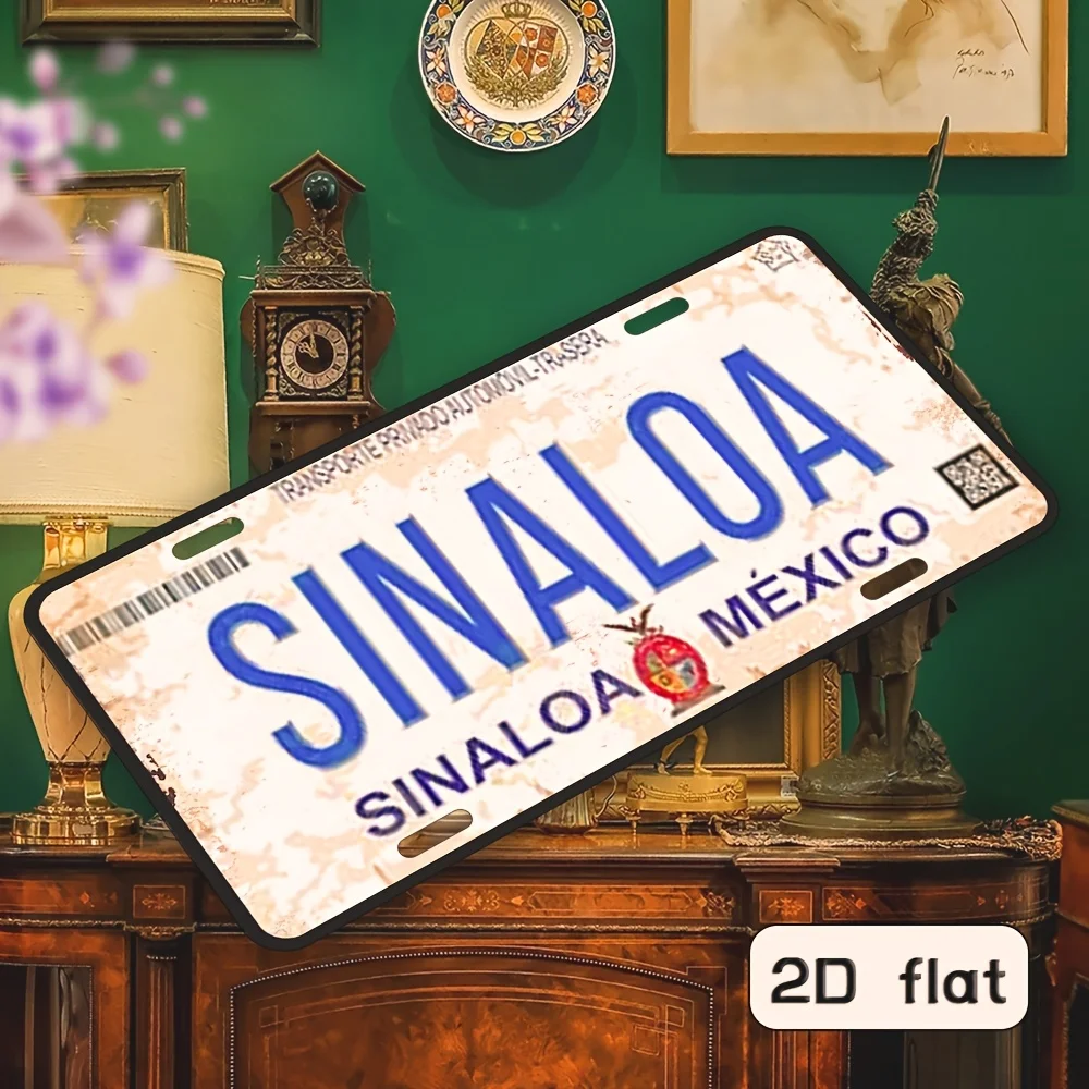 Targa da parete in metallo "Sinaloa Mexico" - Targa decorativa in alluminio con finitura invecchiata, perfetta per casa, garage, caffetteria, bar o