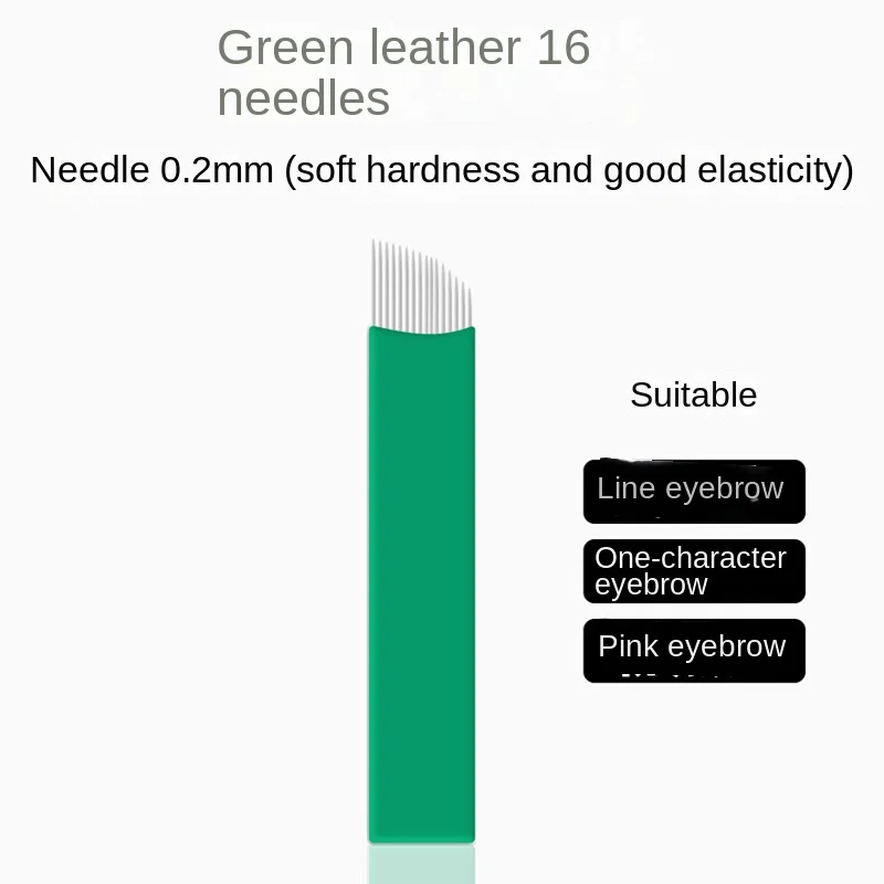 Green 50pcs Microblading 0.20 MM Flex 16 Pin Permanent Makeup Eyebrow Manual Tattoo Fog Needles For Lamina Blade Agulhas Tebori