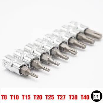 8pcs Torx Bit Sockets Set 1/4 Inch Driver Star Bit T8 T10 T15 T20 T25 T27 T30 T40 Screwdriver Bits Screw Impact Driver Bits