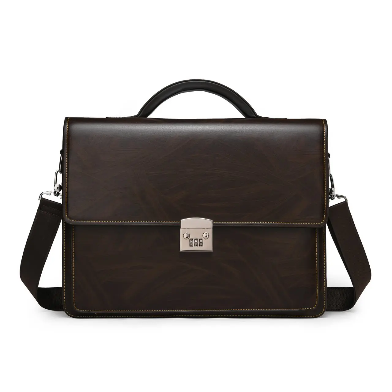 High Quality Men's Luxury Simple Business Handbags Vintage Password Lock Briefcase Large Capacity Business Computer Bag Satchel