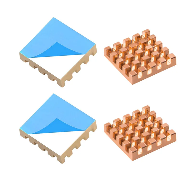 Copper Heatsink 14X14x3mm Electronic Chip IC Radiator for GPU CPU VGA RAM with 2W/mK Thermal Double Side Adhesive Tape - 4PCS
