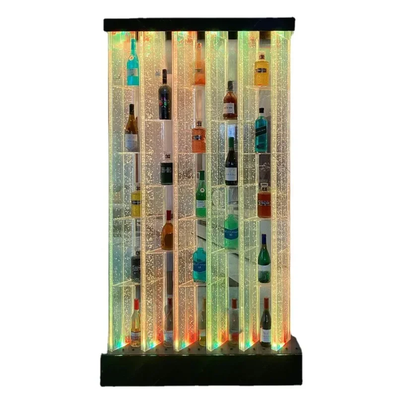 Floor standing bar slanted wine cabinet transparent flowing water bubble water curtain cabinet restaurant partition