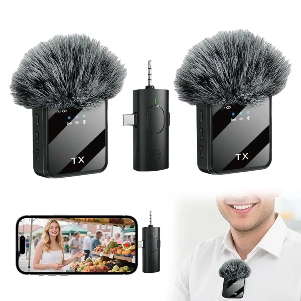 Professional Wireless Lavalier Microphone For Smartphones, Computers and Cameras, Live Broadcast, Vlog, Plug and Play