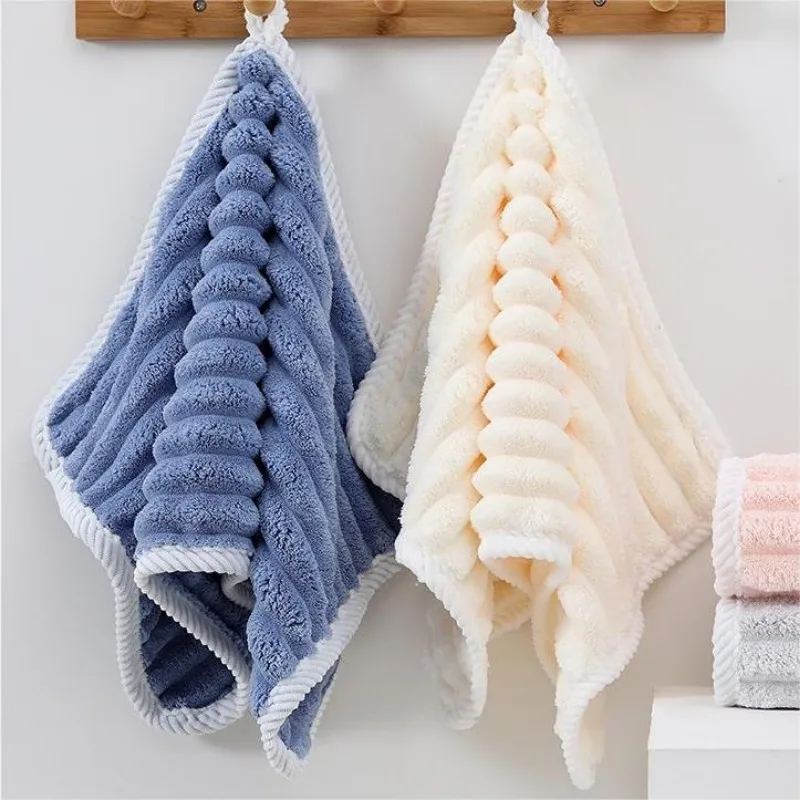 1PC Ultra Soft and Quick-Dry Towel with Candy Stripes Perfect for Home and Travel Candy Corduroy Style 35x75cm Comfortable Warm