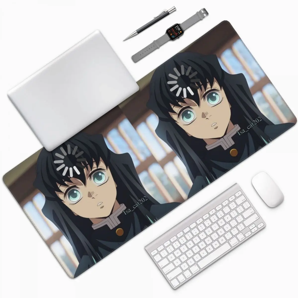 

Muichiro Tokito Meme Large Mouse Pad Computer Keyboard Mouse Mat Gamer PC Laptop Desk Mat Office Accessories Table Mats