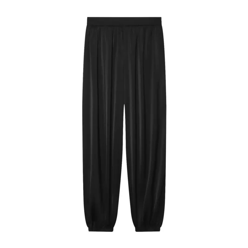HipSeam Women's Pants Set Two Piece New 2026 Summer Long Sleeve Balloon Bomber Jacket Satin Sarouel Trousers Female Outfit