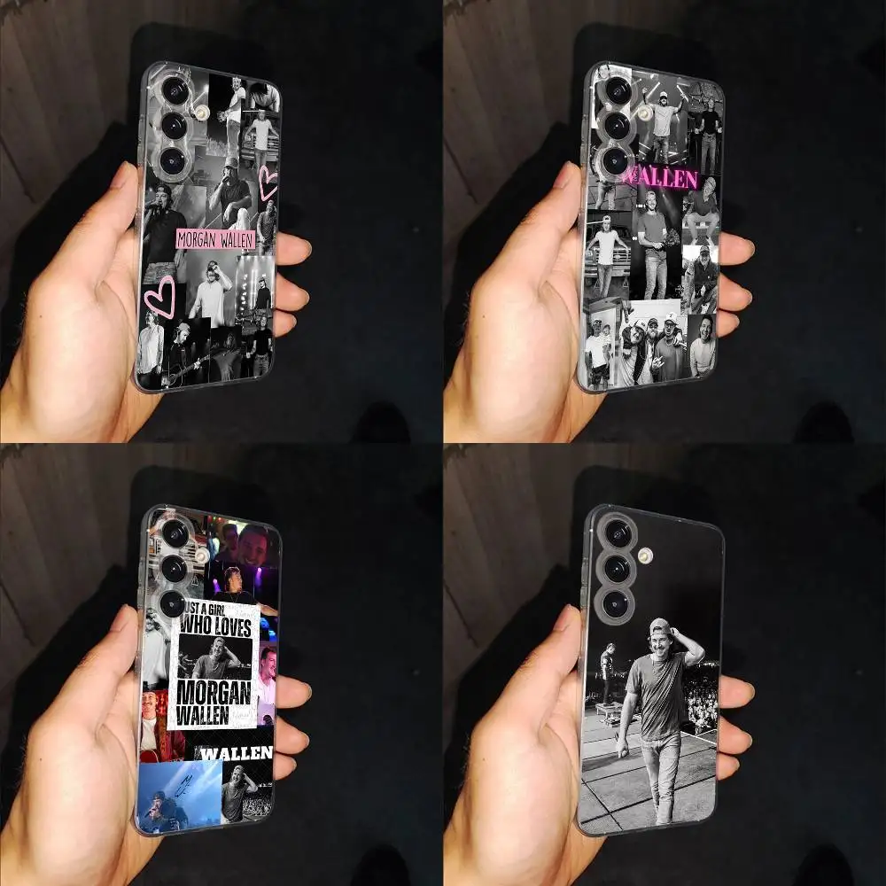 

Singer M-Morgan Wallen Phone Case For Samsung S24,30,21,22,23,20 FE,lite,PIus,Ultra,5G,Note,9,10 Transparent Cover