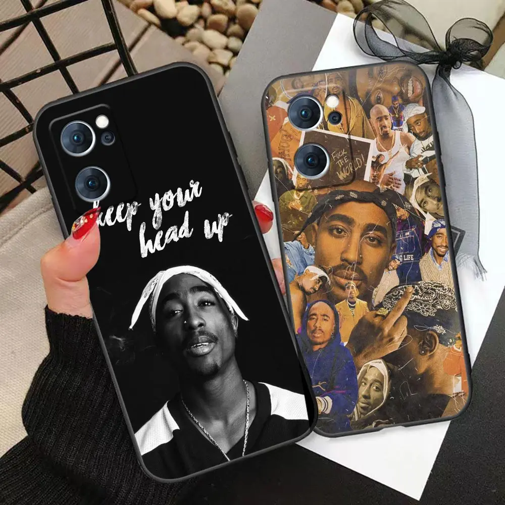 Rap Singer Tupac Shakur Phone Case For OPPO Reno 10 8 8T 7 7Z 6 5 5F 4 FIND X5 X3 X2 Pro Plus Lite 5G Black Soft Silicone Cover