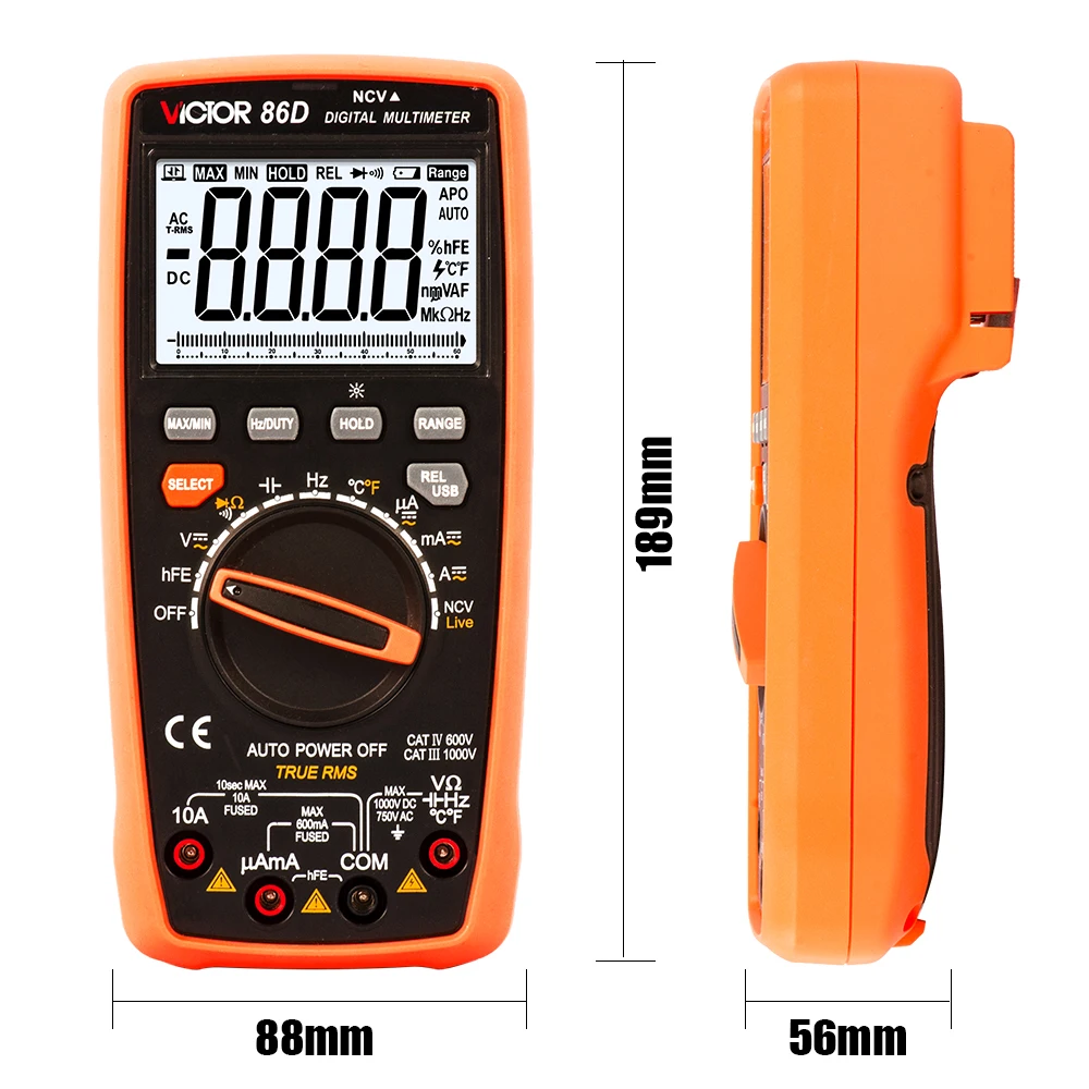 Victor 86 Digital Multimeter 22000 Counts Auto Range AC/DC Temperature Frequency Capacitor USB Tester Connect Transfer Polymeter