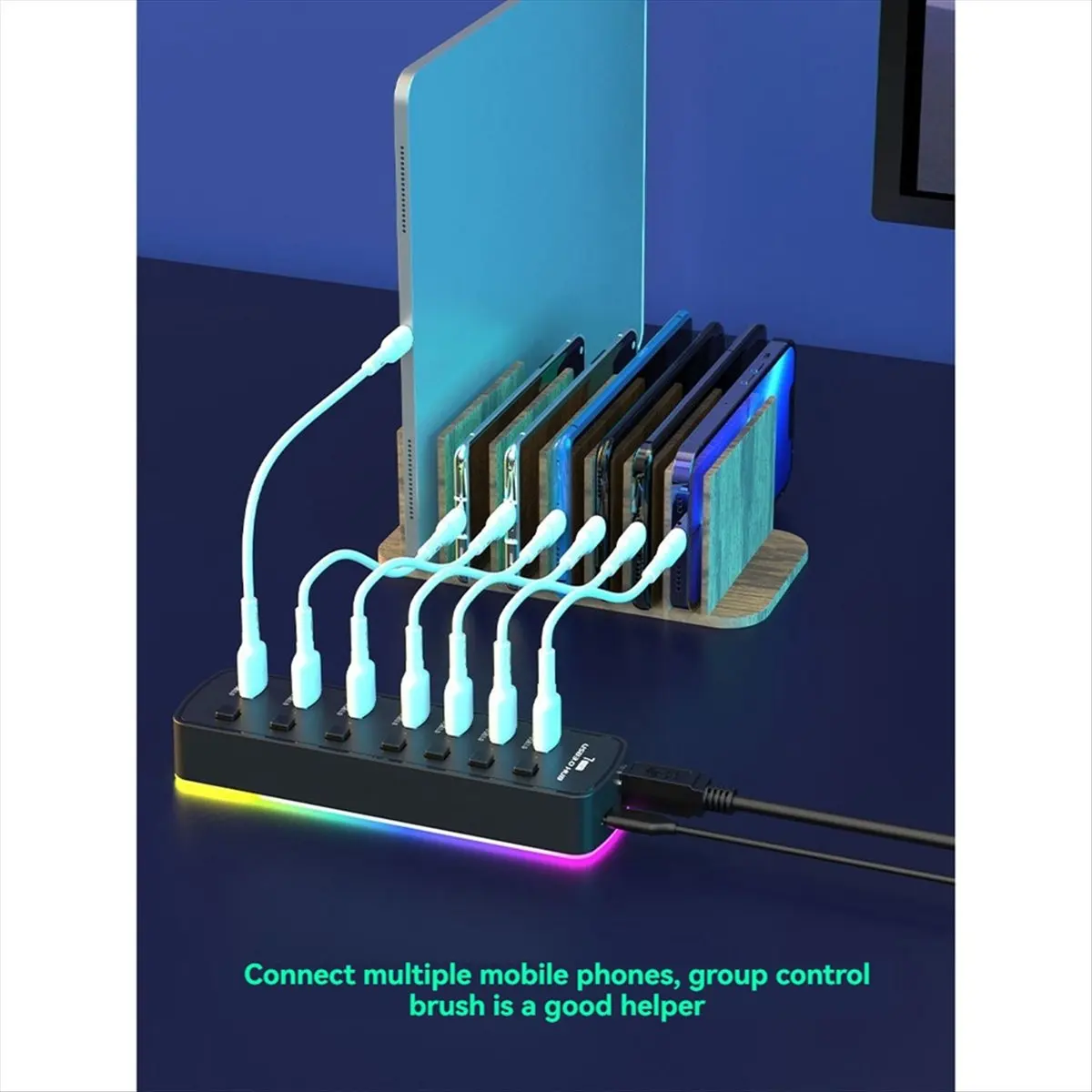 A17G RGB USB 3.0 Hub 7 Ports USB Port Adapter 5Gbps Individual On/Off Switch Splitter Gaming USB Hub for Laptop PC Computer