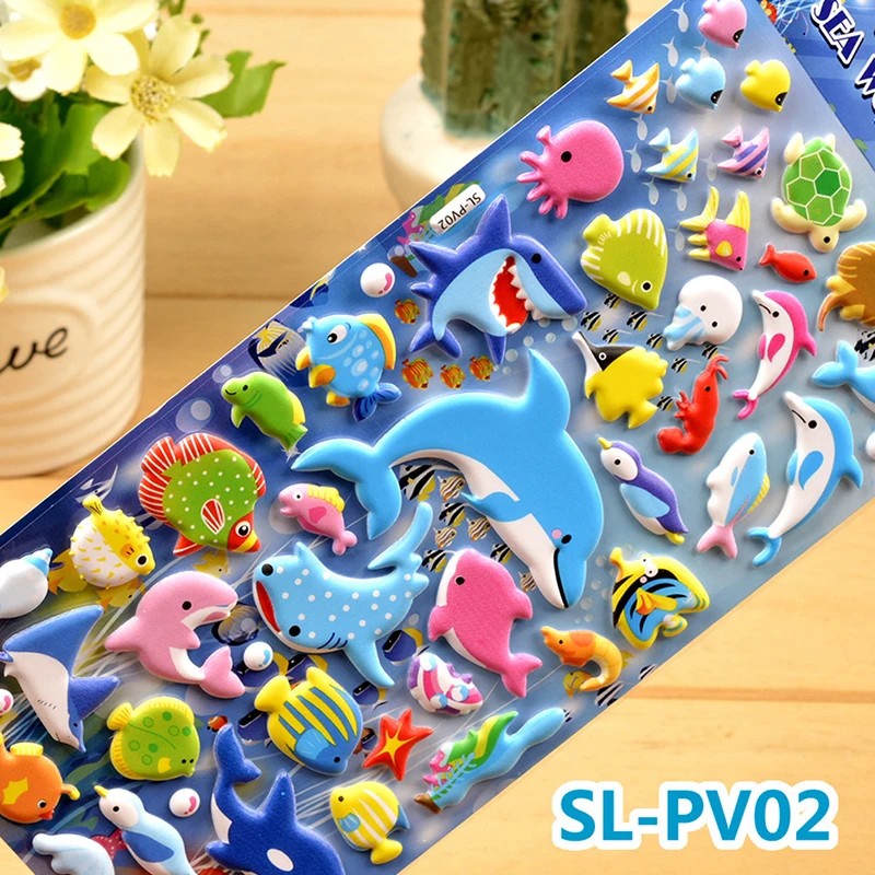 Meeres leben Tier Hai Delphin Fisch Stereo 3d Blase Aufkleber Tagebuch Aufkleber Dekoration Briefpapier Aufkleber – Detail 5