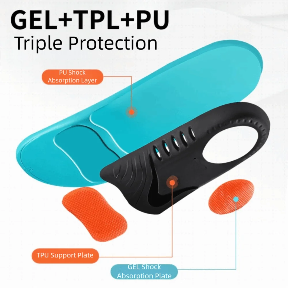 Shock Absorption Orthotic Insoles High Elastic Wear Resistant Sports Insoles Thickened Arch Comfortable Support Foot Cushion