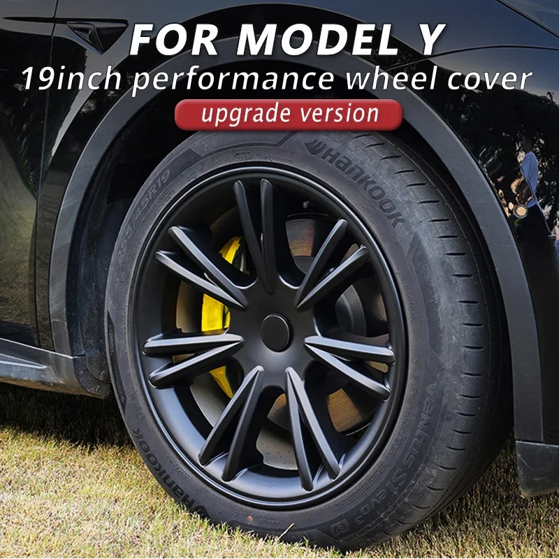 4PCS Hub cap Performance Replacement Wheel Cap 19-Inch Automobile Hubcap Full Rim Cover Accessories for Tesla Model Y 2018-2023