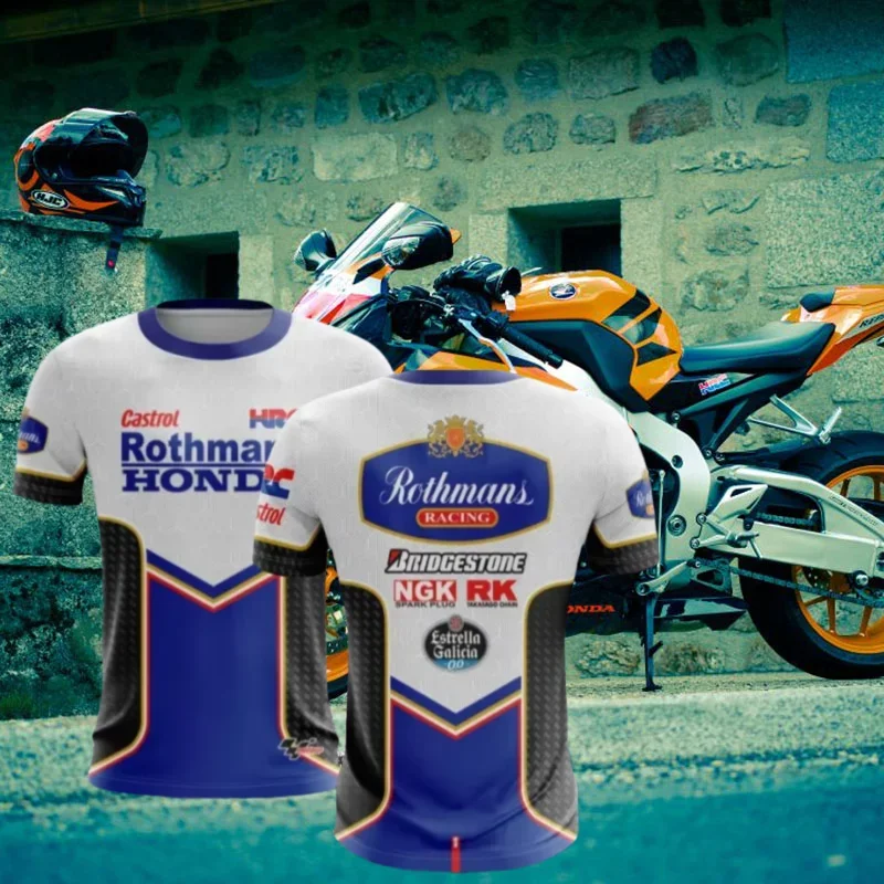 

Summer Motorsport Rothmans HRC Honda Racing Jersey Women Men Clothing Breathable Quick Dry Downhill Elastic Sports Casual Tops