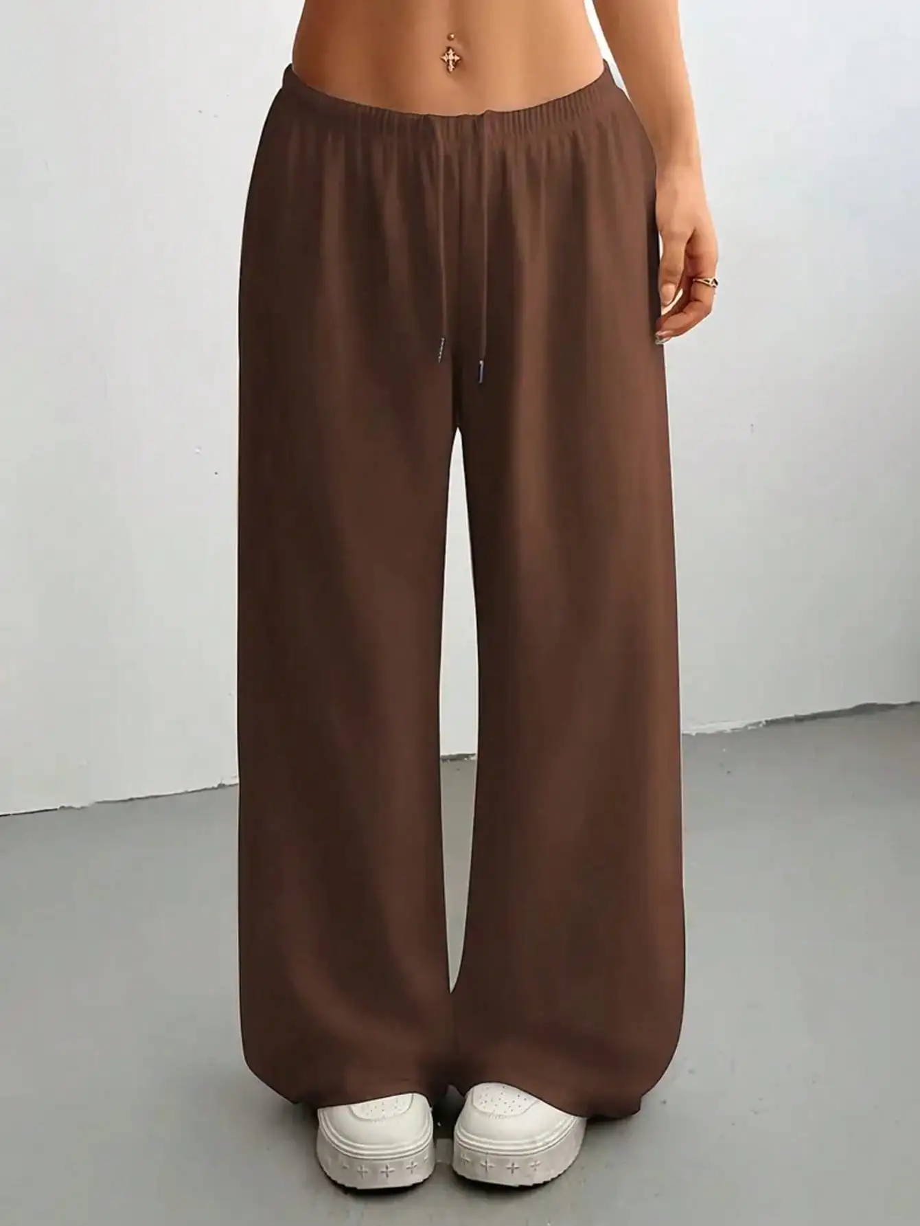 2026 Damen Casual Ganzjahres-Laufhose - Bequeme, lockere, einfarbige Hose mit Kordelzug und elastischem Bund, weites Bein – Detail 26