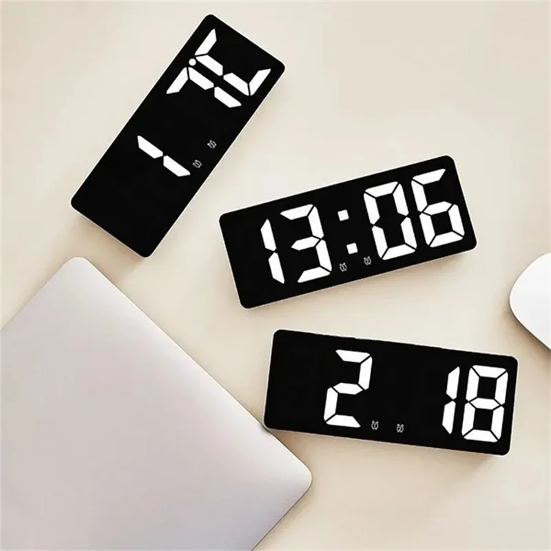 12/24-hour LED alarm clock voice control temperature display sleep mode night light bedroom desktop clock