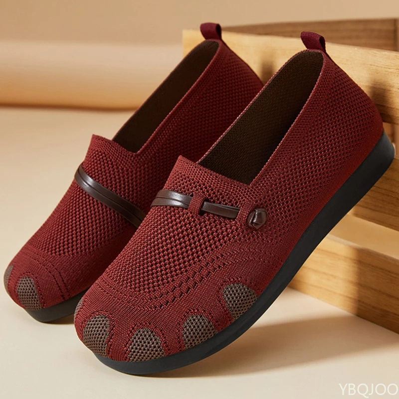 レディース 春秋 カジュアル 快適 フラットシューズ 浅口 メッシュシューズ ソフトソール 軽量 通気性 レディースシューズ