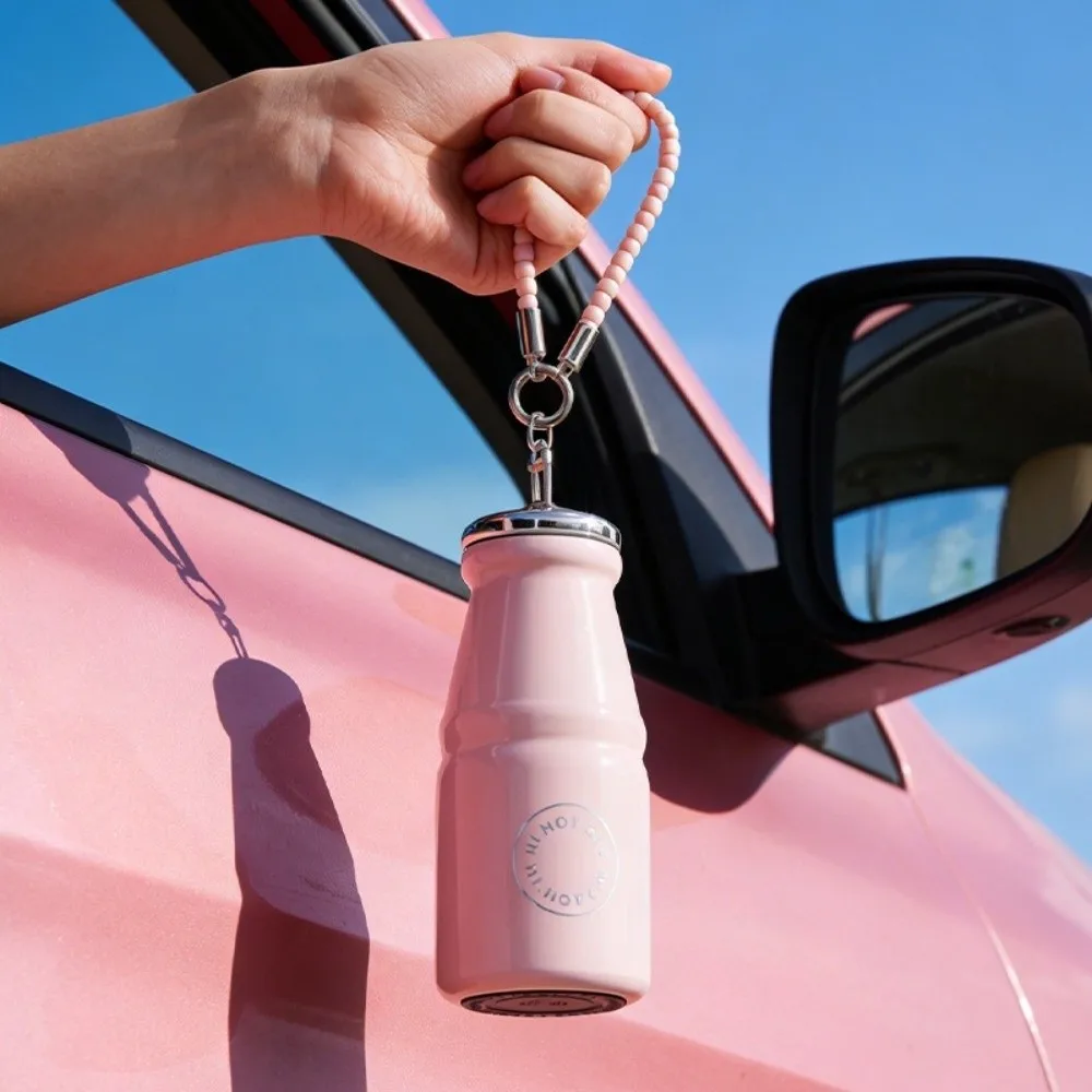 280ML Milk Coffee Cup Leak Proof Macaron Color Portable Thermal Cup with Hanging Chain Vacuum Cup Outdoor Activities