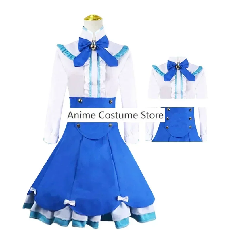 Costume de Cosplay Vanille pour Femme, Perruque Rose, Anime Netelesara, Chat, Bol, Robe Lolita, Uniforme Sexy, Ensemble de Robe Bleue pour ixd'Halloween