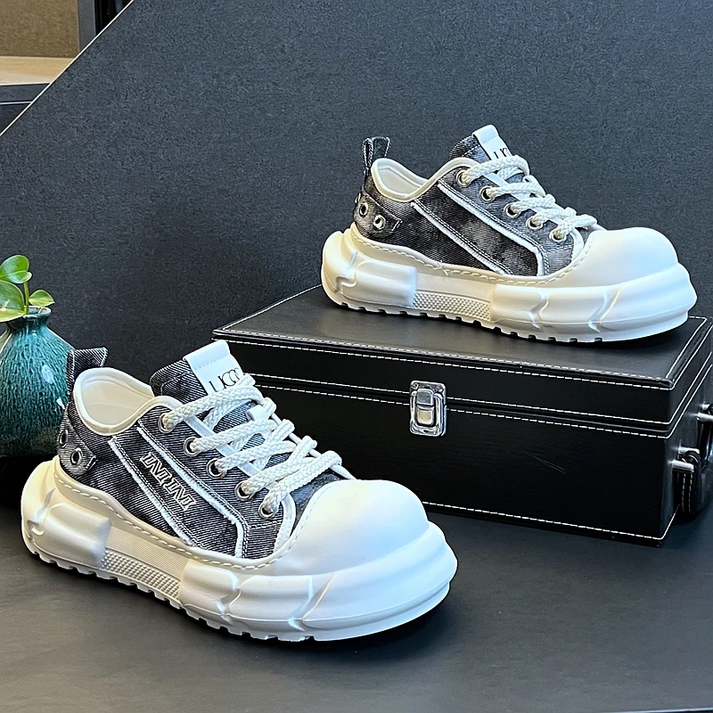 New Arrival Men Fashion Casual Canvas Shoes Spring Summer Autumn Luxury Designer Youth Trending Thick Bottom Chunky Sneakers