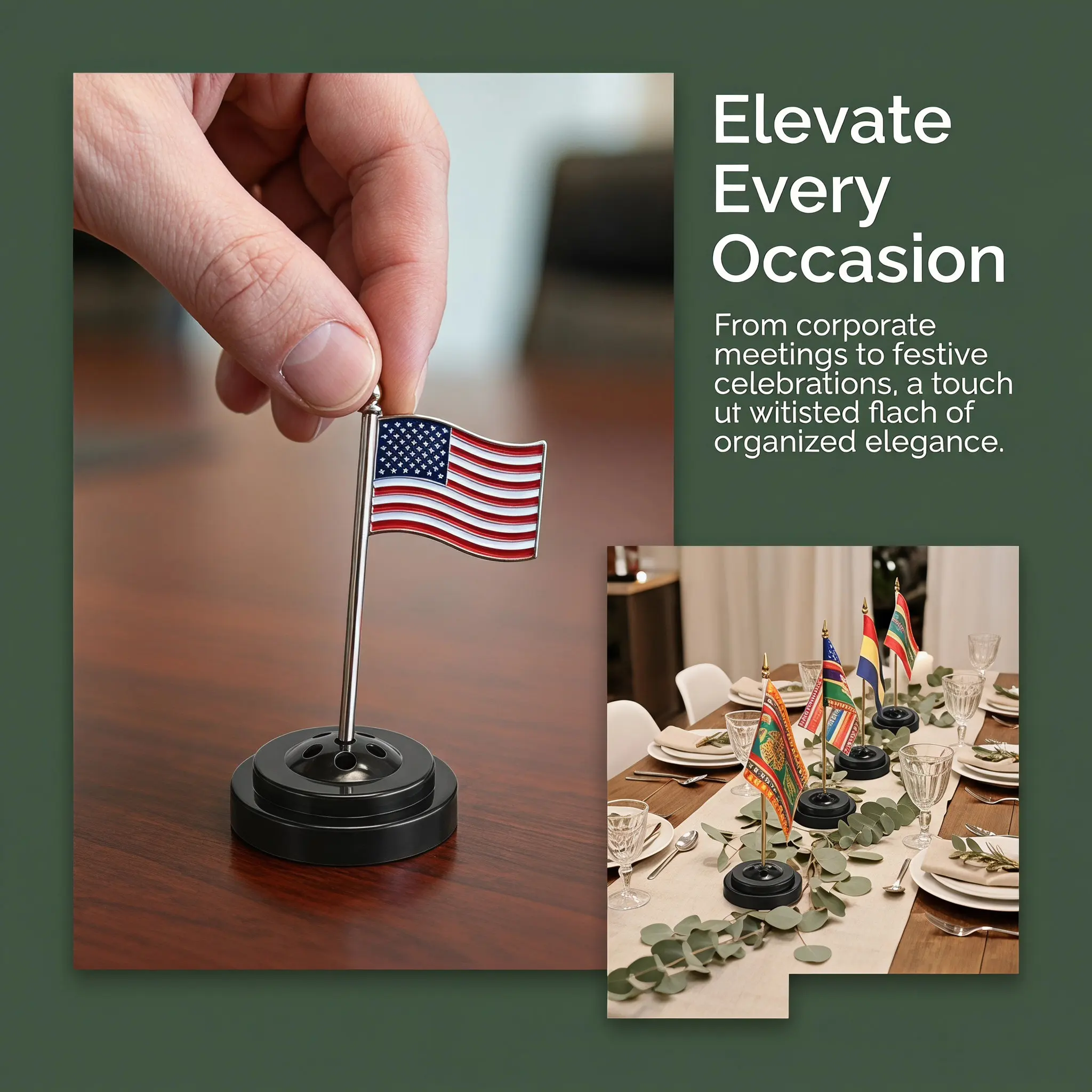 10pcs Miniature Flag Base Stand: Mini Flagpole Base with 6-Hole for Meeting Room Desk Centerpiece - Conference or Party Supplies