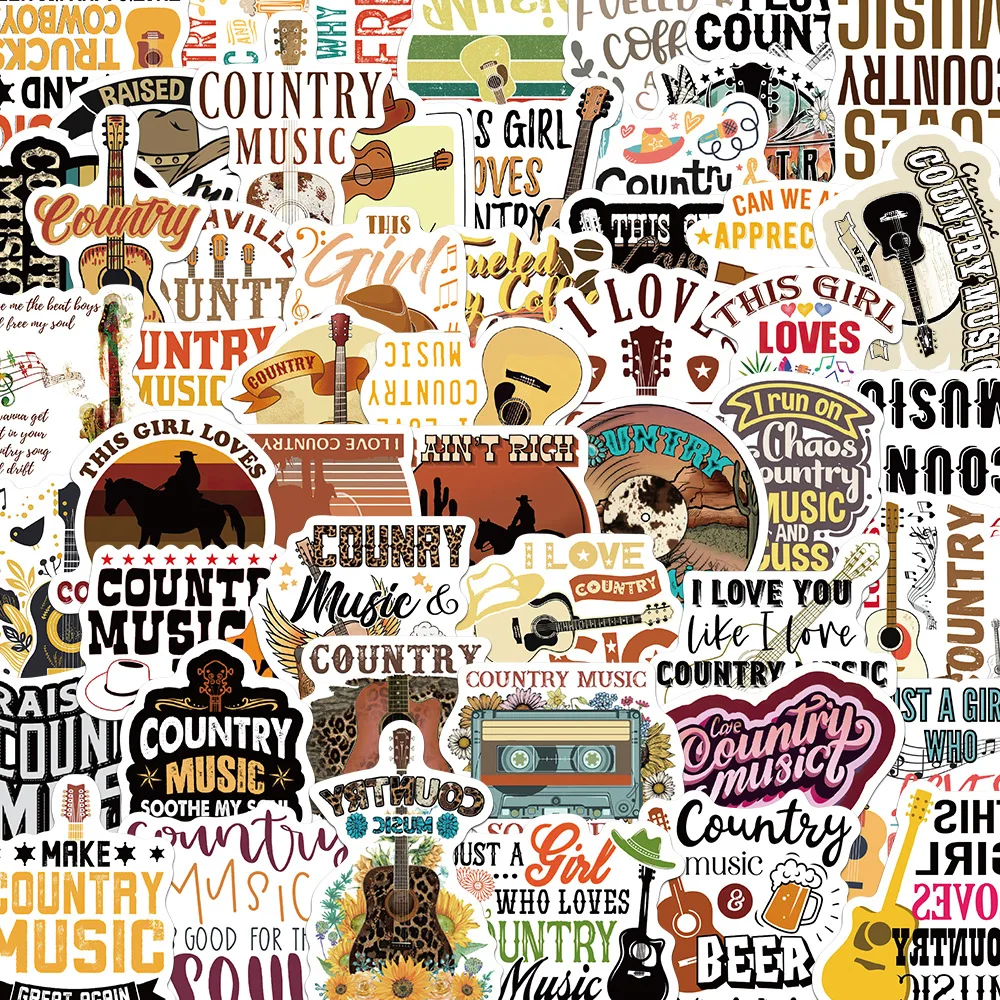 10/30/50Pcs Retro Country Music Sticker For Snowboard Laptop Luggage Car Fridge DIY Styling Vinyl Sticker