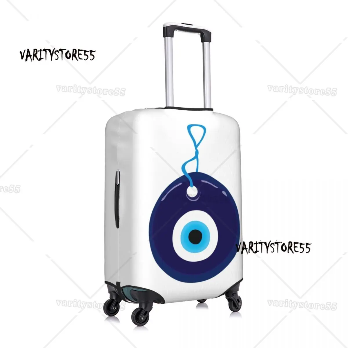 Custom Blue Evil Eye Bead Luggage Cover Elastic Travel Suitcase Protective Covers Fits 18-32 Inch