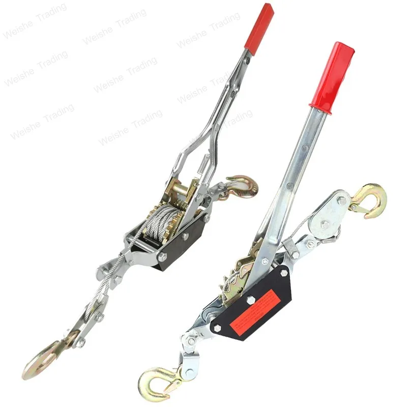 Heavy Duty Power Puller Gear Winch Puller 2/4T Wire Rope Hand Power Puller Tighten Tool Mini Tightener Double Hook Lifting Tool