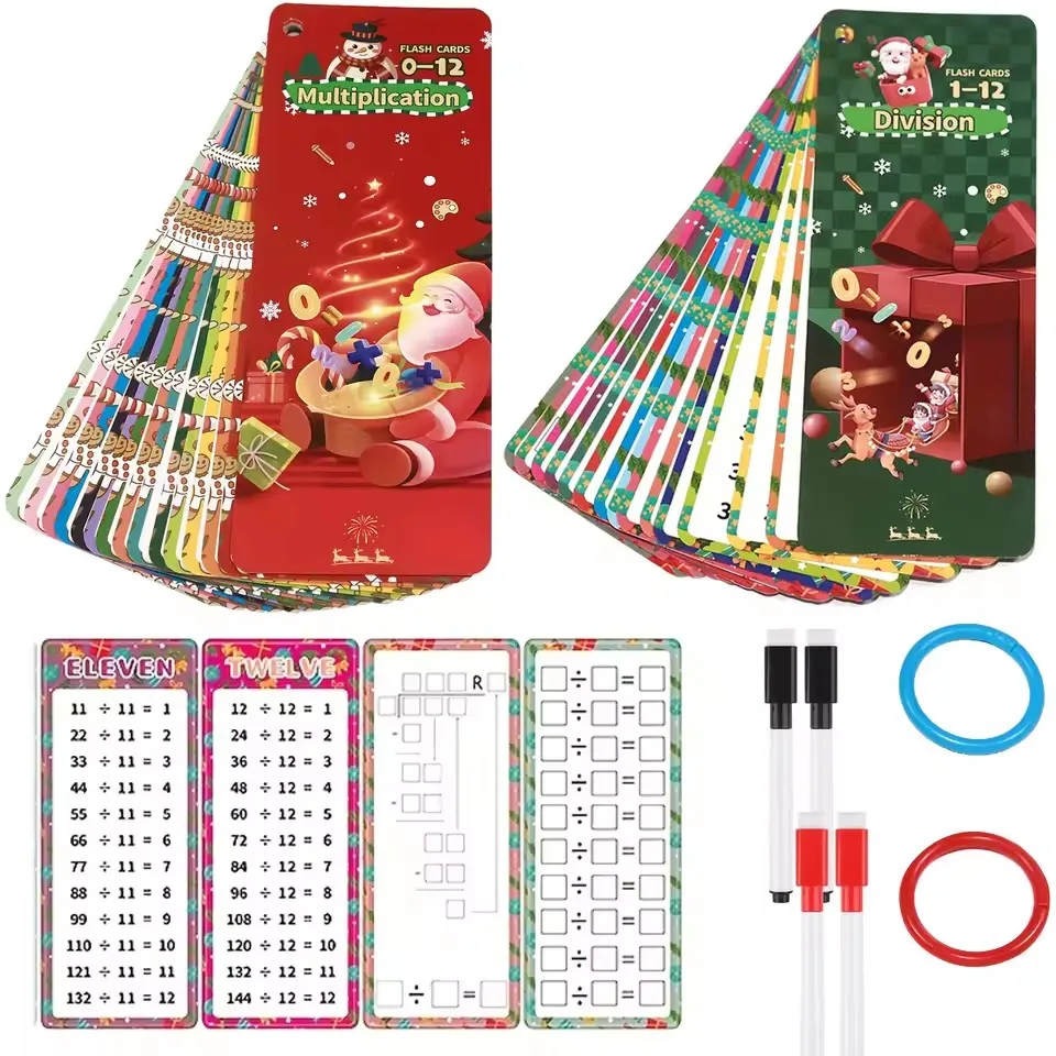 Christmas Gifts Math Flash Cards Self Check Math Learning Tool Montessori Mathematical Teaching Add&Subtract or Multiply&Divide