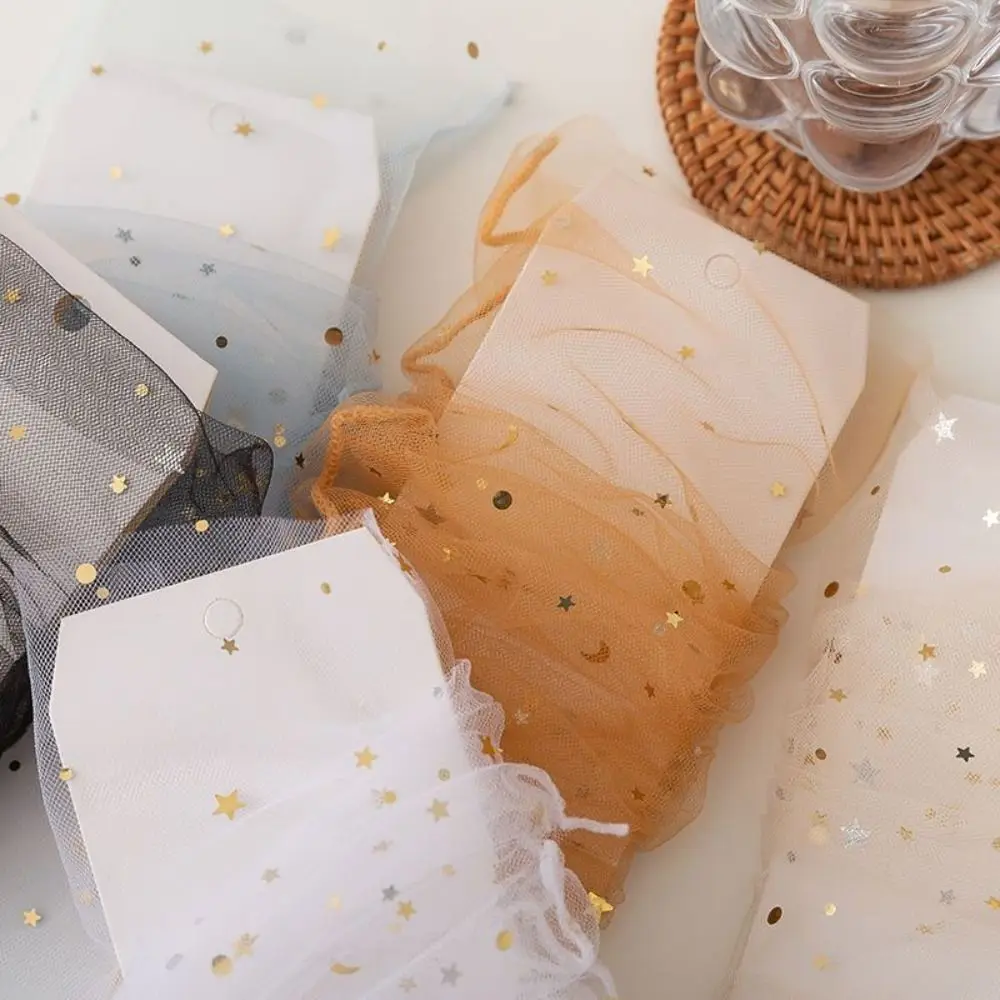 

5 пар прозрачных носков с бантом в виде звезды и луны, милые тюлевые блестящие носки до середины икры, дышащие женские чулочно-носочные изделия, женские сетчатые носки-трубочки