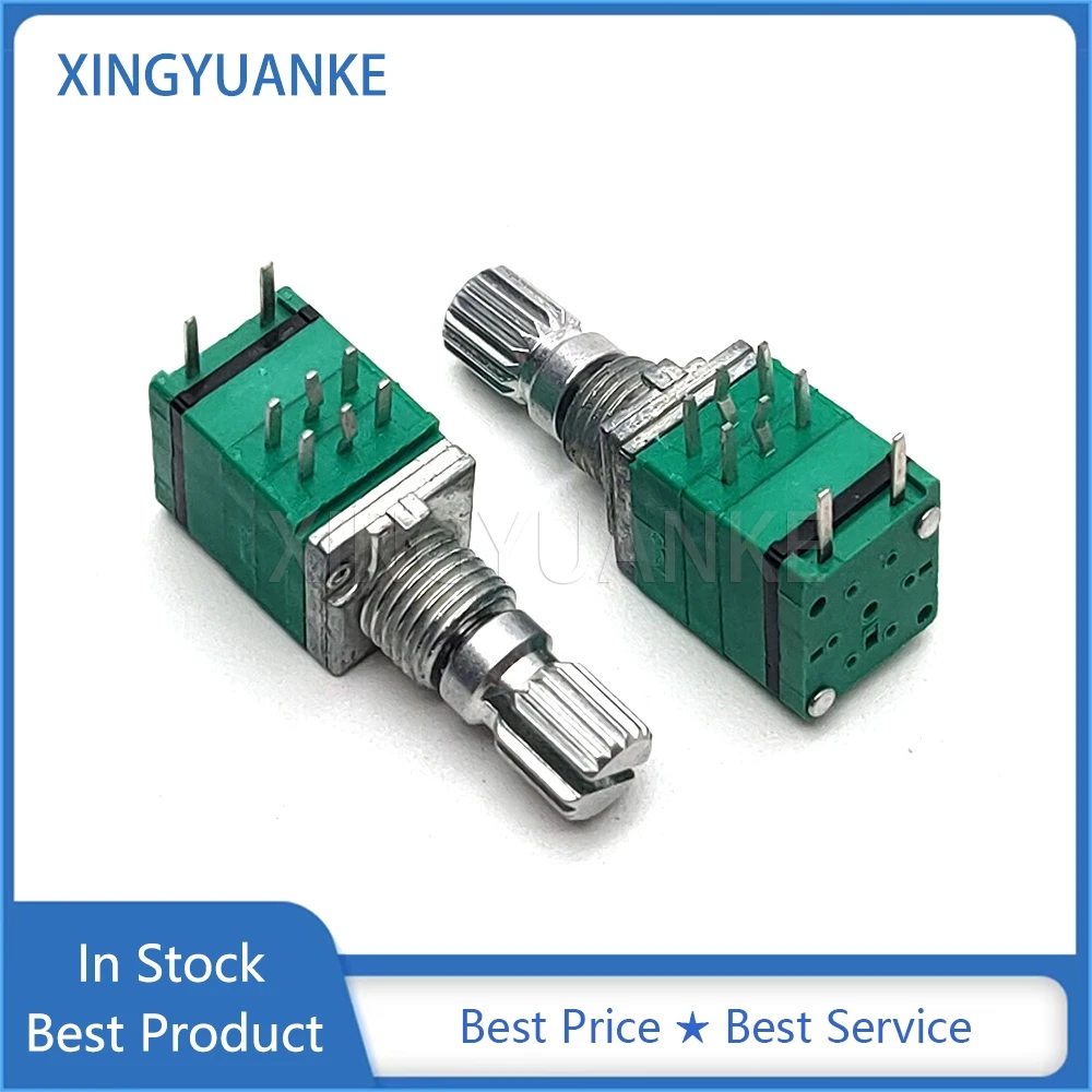 2PCS RK097GM Duplex With Push Switch B10K B100K Volume Adjustment Rotary Potentiometer B103 B104 8-Pin Flower Shaft Length 15MM