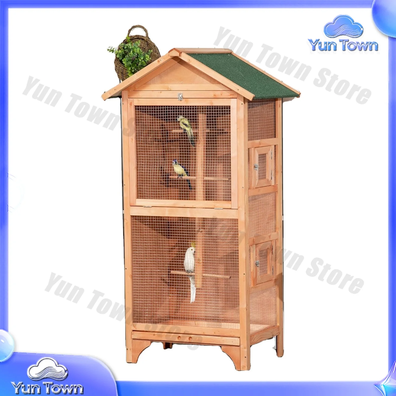 2024 Hot Sale Wholesale Outdoor Big Wooden Pet House Aviary Parrot Bird Cages With Stand